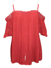 Crochet Bardot Top Size 14 16 18 20 22 24 26 Red Lace Blouse 737