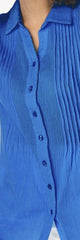 Woman Within crinkle cotton blouse plus size 38/40 Ladies Blue Shirt 18/20 621