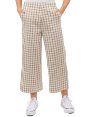 Ladies Cropped Pull on Elasticated Trousers Plus Size 34/36 Checked Pants 580