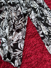 Black Sleeveless Print Blouse Plus Size 26 28 30 32 Extra Long Chiffon Tunic 687