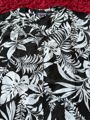 Black Sleeveless Print Blouse Plus Size 26 28 30 32 Extra Long Chiffon Tunic 687