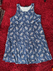 Blue Floral Dress Plus Size 16, 22/24 Cotton Rich Jersey Sleeveless 695
