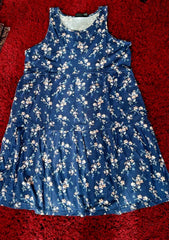 Blue Floral Dress Plus Size 16, 22/24 Cotton Rich Jersey Sleeveless 695