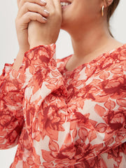 Women’s Blouse Size 20 22 24 26 28 30 32 Chiffon Top Orange Summer Shirt 574