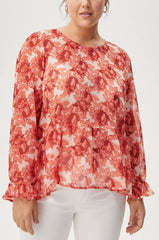 Women’s Blouse Size 20 22 24 26 28 30 32 Chiffon Top Orange Summer Shirt 574