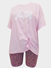 Womens Pink Top and Shorts Cotton PJs Plus Size 18-28 Ladies Lounge Wear Set 683