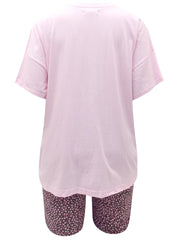 Womens Pink Top and Shorts Cotton PJs Plus Size 18-28 Ladies Lounge Wear Set 683