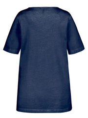 Navy Blue V Neck Lace Top Plus Size 18/20 24 26 34/36 38 Jersey Denim Blouse 594