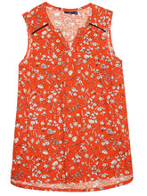 Womens Sleeveless Blouse Plus Size 18/20 22/24 Jersey Floral Orange Vest Top 326