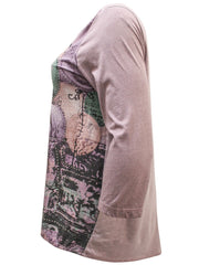 Purple Vintage Stud Print Top 14/16 Plus Size 18/20 22/24 26/28 Diamanté 671