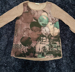 Purple Vintage Stud Print Top 14/16 Plus Size 18/20 22/24 26/28 Diamanté 671