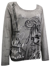 Black Grey Cotton Jersey Print Top Size 14/16 Plus Size 18/20 22/24 26/28 670