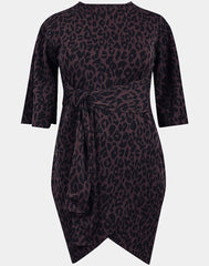 Black Animal Print Dress Plus Size 16 18 20 22 24 26 Hanky hem Knee length 608