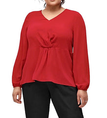 Red Crepe Knot Blouse Plus Size 22 24 28 30 32 34 Womens Shirt Top 757