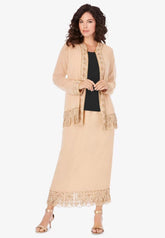 Women’s Occasion Skirt Suit embellished jacket plus size 20 22 24 Gold 530