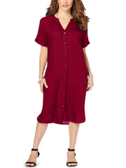 Womens Dress Plus Size 20/22, 30/32 Burgundy Red Shirt Tunic 578