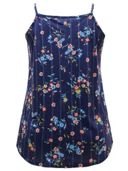 Navy Floral Strappy Cami Top Size 16 18 20 22/24 26/28 30/32 New Jersey Swing