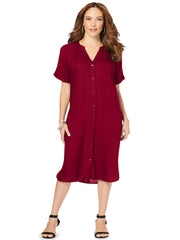 Womens Dress Plus Size 20/22, 30/32 Burgundy Red Shirt Tunic 578