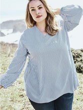 Woman Within Striped Blouse Plus Size 26/28 30/32 New White Smocked Shirt 782