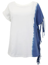 Womens Tie Dye Fringe Top Size 10-22 Tassel Trim T-shirt New 780