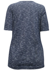 Navy Marl Henley Top Plus Size 18/20 22/24 26/28 30/32 Short sleeve Blue 726