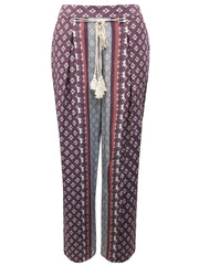 Multicoloured Pull On Printed Trousers Size 14, 16, 18/20 Pink Grey 723