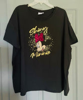 Minnie Mouse Top Plus Size 20 22/24 26/28 30/32 Black Disney sequin T-shirt 604