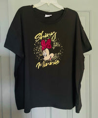 Minnie Mouse Top Plus Size 20 22/24 26/28 30/32 Black Disney sequin T-shirt 604