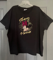 Minnie Mouse Top Plus Size 20 22/24 26/28 30/32 Black Disney sequin T-shirt 604