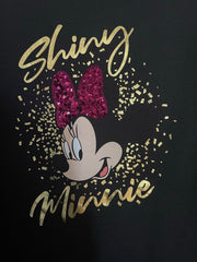 Minnie Mouse Top Plus Size 20 22/24 26/28 30/32 Black Disney sequin T-shirt 604