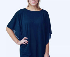 Navy Chiffon Blouse Blue Tunic Kaftan Top Plus Size 22/24 26/28 30/32 34/36. 570