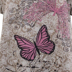 Butterfly jersey Top Burnout shirt Size 16 18 Long Tunic dressy T-shirt 560