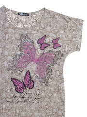 Butterfly jersey Top Burnout shirt Size 16 18 Long Tunic dressy T-shirt 560