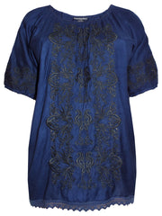 New Navy embroidered Top plus Size 18/20 Lace Gypsy Blouse LAST ONE. 440