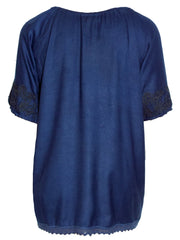 New Navy embroidered Top plus Size 18/20 Lace Gypsy Blouse LAST ONE. 440