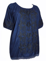 New Navy embroidered Top plus Size 18/20 Lace Gypsy Blouse LAST ONE. 440