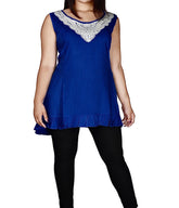New Sleeveless Crochet Tunic plus Size 28 30 32 34 36 Blue Lace Swing Blouse 441