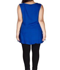 New Sleeveless Crochet Tunic plus Size 28 30 32 34 36 Blue Lace Swing Blouse 441