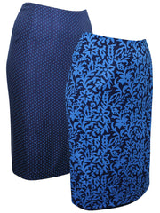 Reversible Skirt Plus Size 22 24 26 Blue Lined Floral Print Skirt Polka dots 743