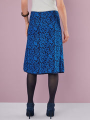 Reversible Skirt Plus Size 22 24 26 Blue Lined Floral Print Skirt Polka dots 743