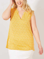 Kiabi Yellow Printed Top Plus Size 18/20 22/24 26/28 30/32 New Ditsy Floral 764