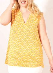 Kiabi Yellow Printed Top Plus Size 18/20 22/24 26/28 30/32 New Ditsy Floral 764
