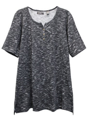 Black Speckled Henley Top Plus Size 18/20 22/24 26/28 30/32 Marl 751