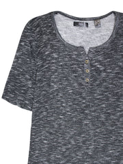 Black Speckled Henley Top Plus Size 18/20 22/24 26/28 30/32 Marl 751