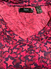 Cotton mix Jersey Top Plus Size 18/20 22/24 26/28 30/32 Pink Stars T-shirt (814)