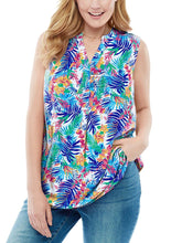 Multicoloured Floral Print Sleeveless Top Plus Size 30/32 A-line Blouse New 654