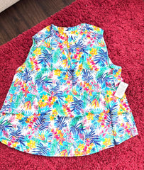 Multicoloured Floral Print Sleeveless Top Plus Size 30/32 A-line Blouse New 654