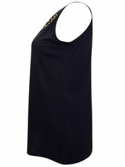 Black Cami top plus size 18/20 22/24 Sleeveless Embellished Blouse Gold stud 477