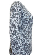 LADIES PLUS SIZE 16 18 20 22 COTTON JERSEY GREY FLORAL HENLEY TOP 381