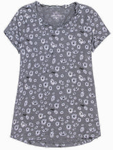 Grey Cotton Jersey Top Size 14/16 18/20 22/24 26/28 Daisy Floral T-shirt 669